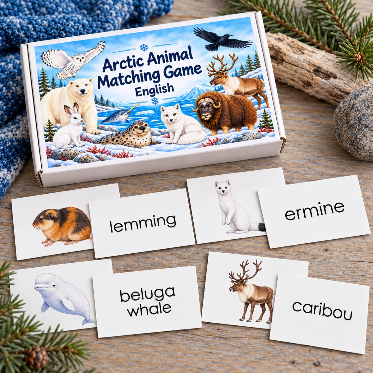 Arctic Animal Matching Game - English