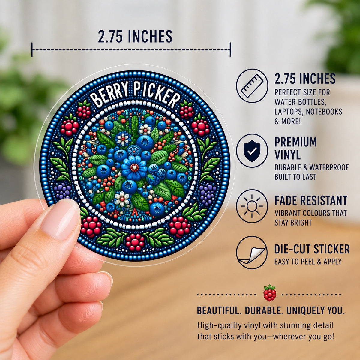 Berry Picker Vinyl Die-Cut Sticker