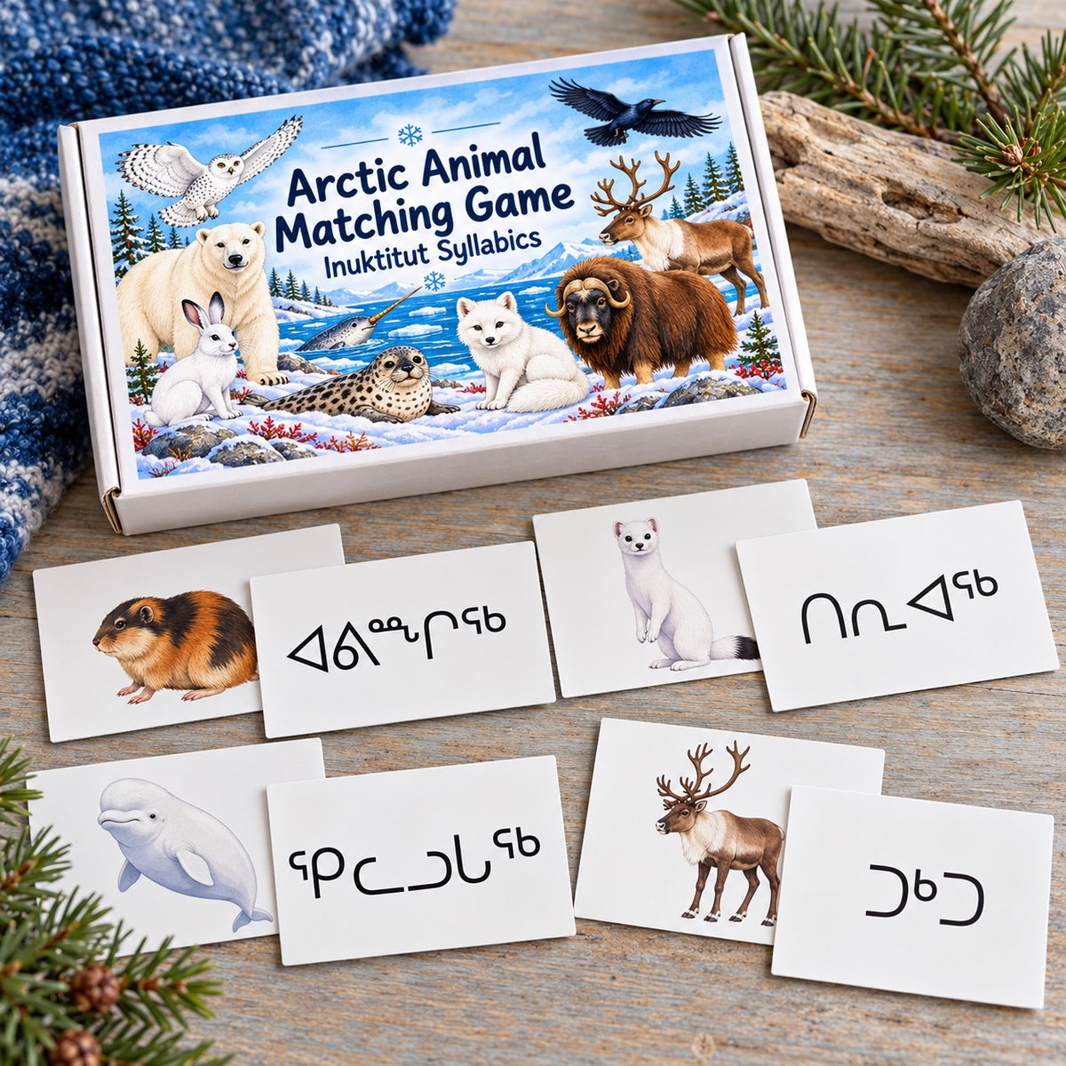 Arctic Animal Matching Game - Inuktitut Syllabics