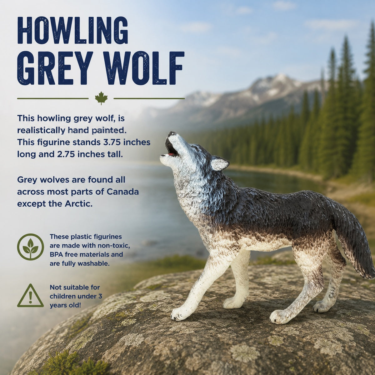 Howling Grey Wolf Figurine