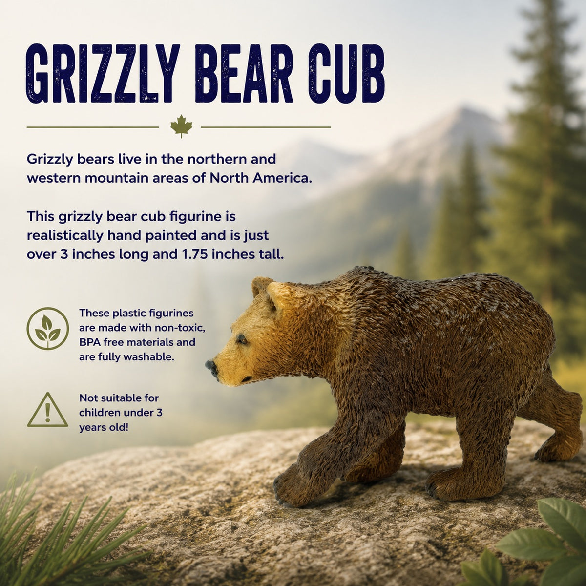 Grizzly Bear Cub Figurine
