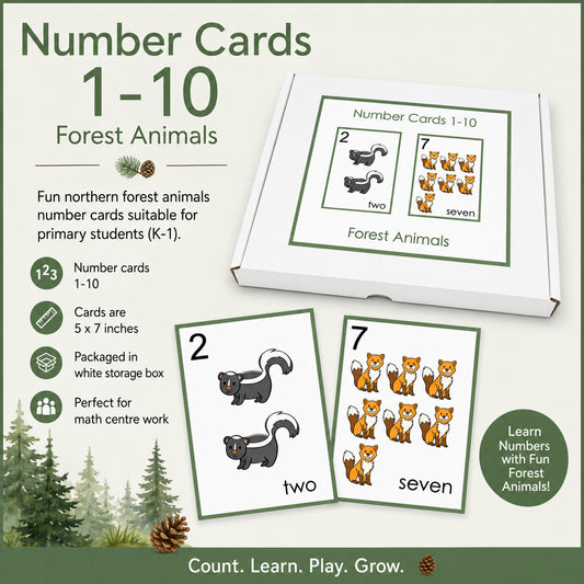 Number Cards 1-10 Forest Animals
