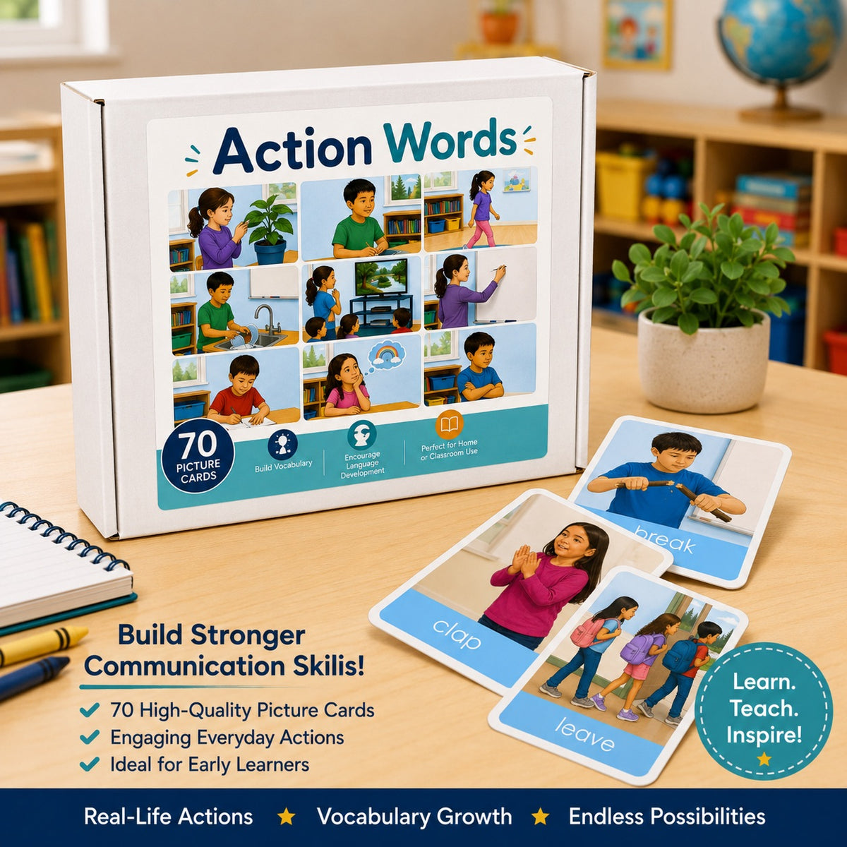 Action Words Picture Cards