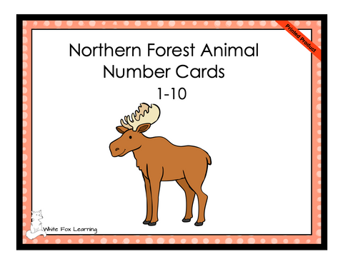 Northern Forest Animal Number Cards - 1-10 - Printed Product