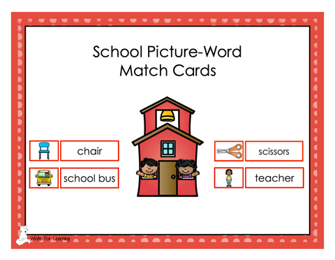 School Picture-Word Match Cards - Digital Product