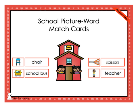 School Picture-Word Match Cards - Printed Product