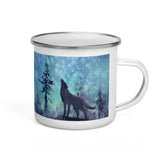 Wolf in Northern Lights Camp Mug
